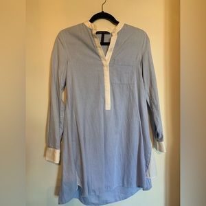 BCBGMAXAZRIA Rebekah Blocked A-Line Shirt Dress Light Blue Womens XXS